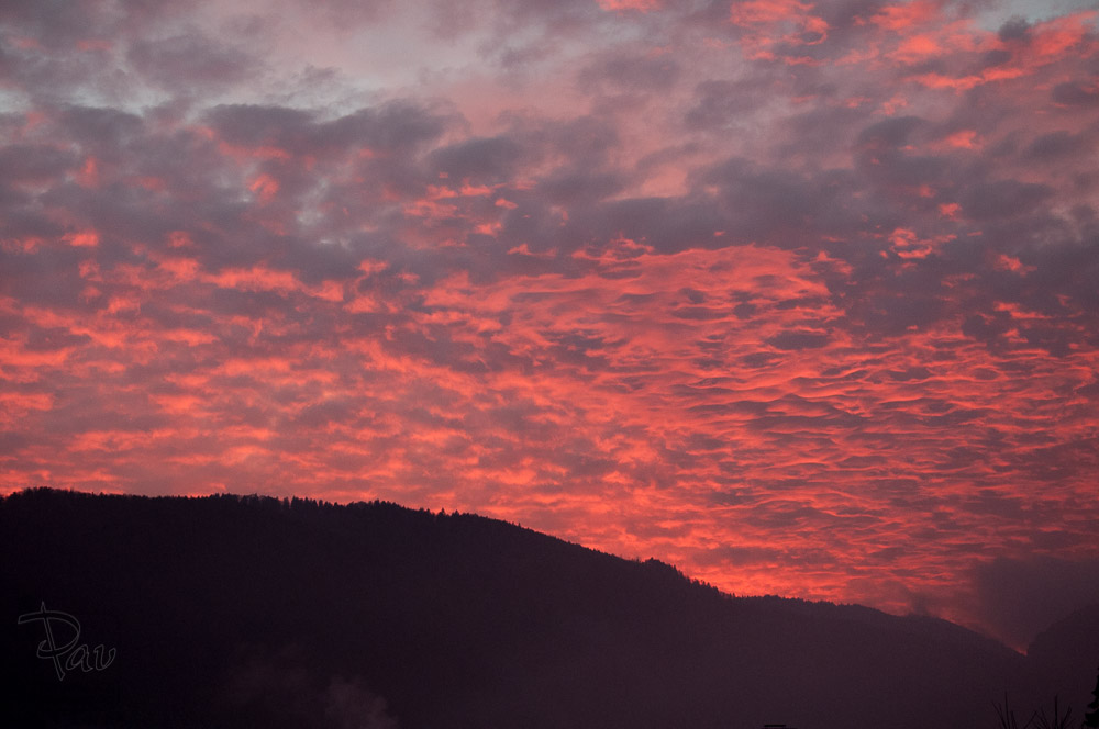 Coucher de soleil avant la neige